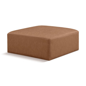Meridian Cube Brown Vegan Leather Ottoman