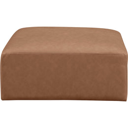 Meridian Cube Brown Vegan Leather Ottoman