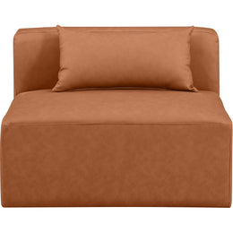 Meridian Cube Cognac Vegan Leather Armless Chair