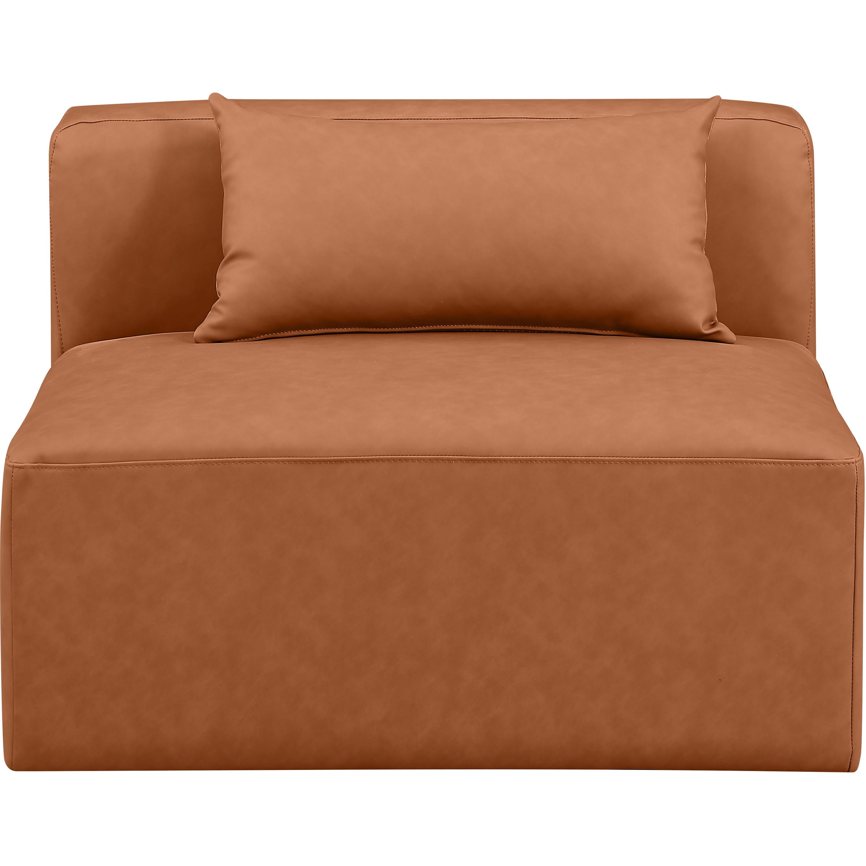 Meridian Cube Cognac Vegan Leather Armless Chair
