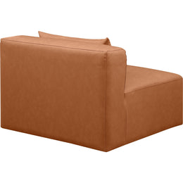 Meridian Cube Cognac Vegan Leather Armless Chair