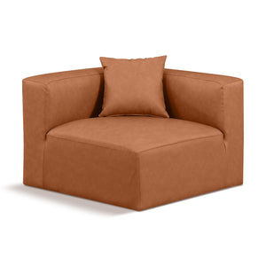Meridian Cube Cognac Vegan Leather Corner Chair