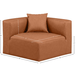 Meridian Cube Cognac Vegan Leather Corner Chair