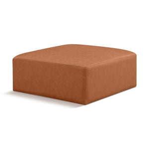 Meridian Cube Cognac Vegan Leather Ottoman