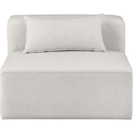 Meridian Cube Cream Vegan Leather Armless Chair