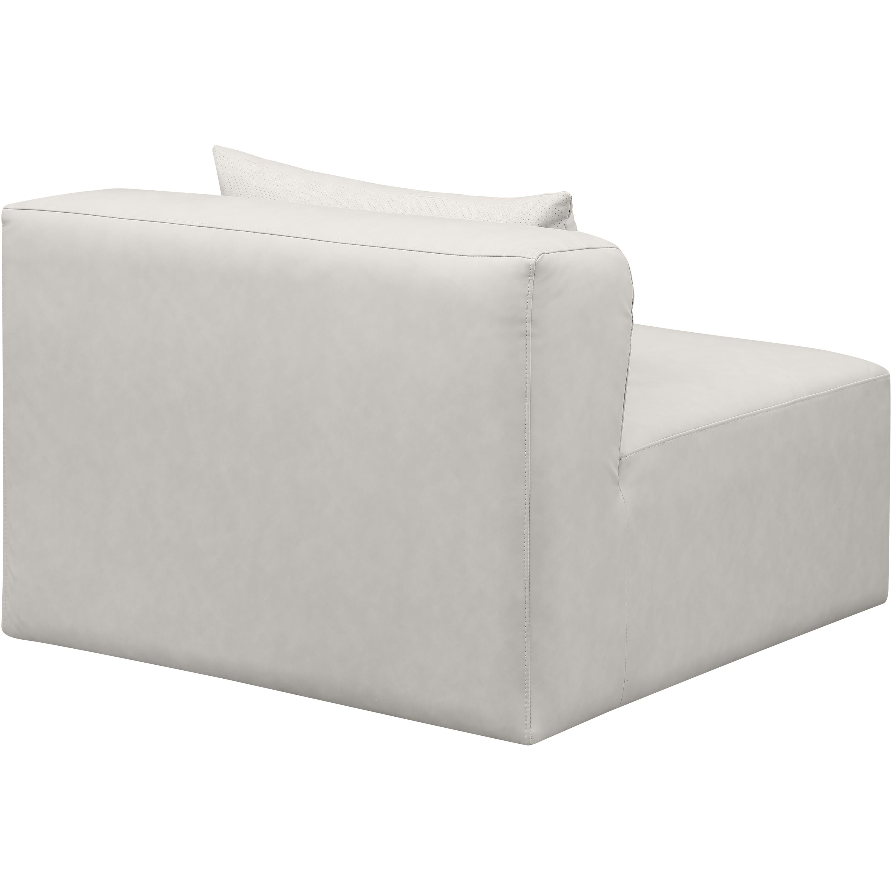 Meridian Cube Cream Vegan Leather Armless Chair