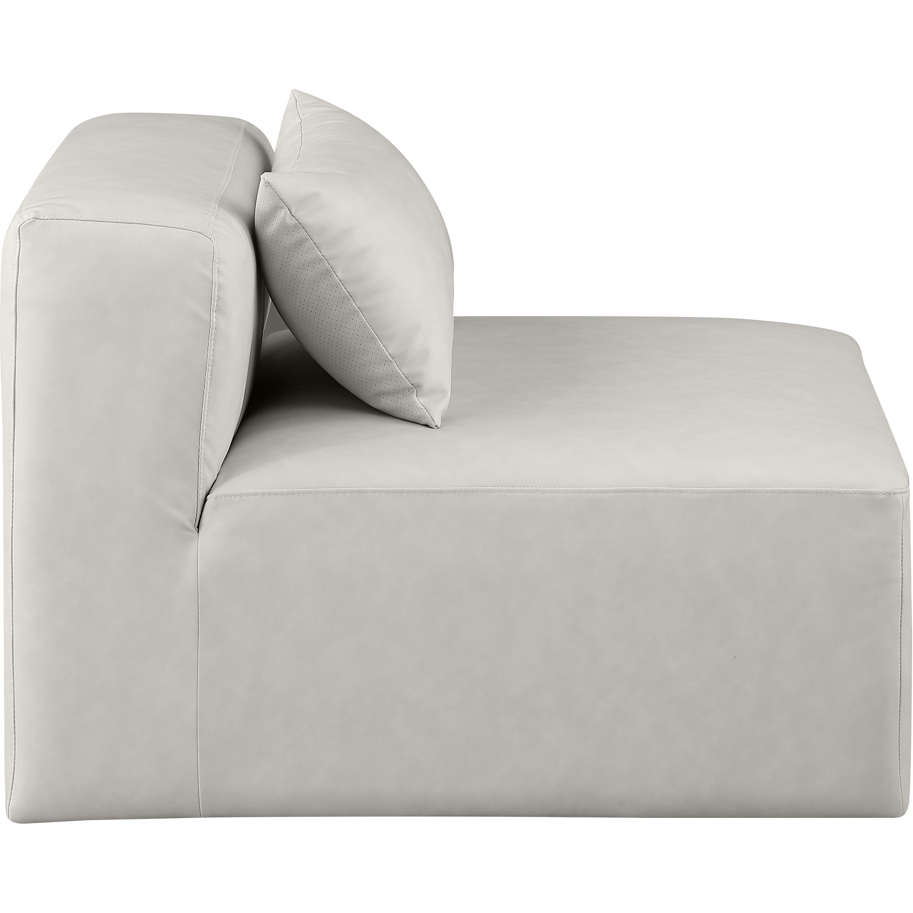 Meridian Cube Cream Vegan Leather Armless Chair