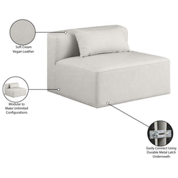 Meridian Cube Cream Vegan Leather Armless Chair