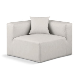 Meridian Cube Cream Vegan Leather Corner Chair
