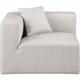 Meridian Cube Cream Vegan Leather Corner Chair