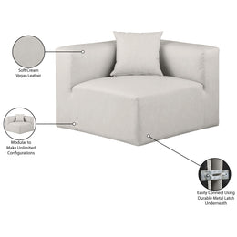 Meridian Cube Cream Vegan Leather Corner Chair