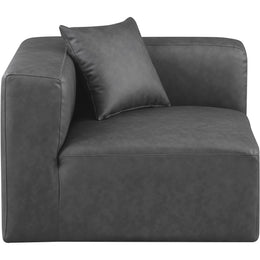 Meridian Cube Charcoal Grey Vegan Leather Corner Chair