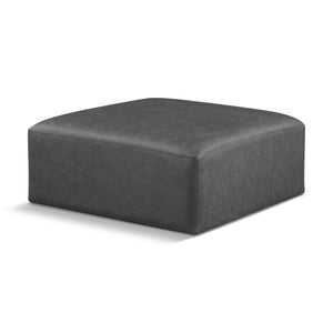 Meridian Cube Charcoal Grey Vegan Leather Ottoman