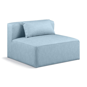 Meridian Cube Light Blue Vegan Leather Armless Chair