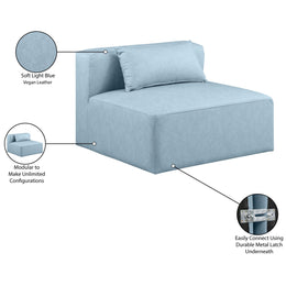Meridian Cube Light Blue Vegan Leather Armless Chair