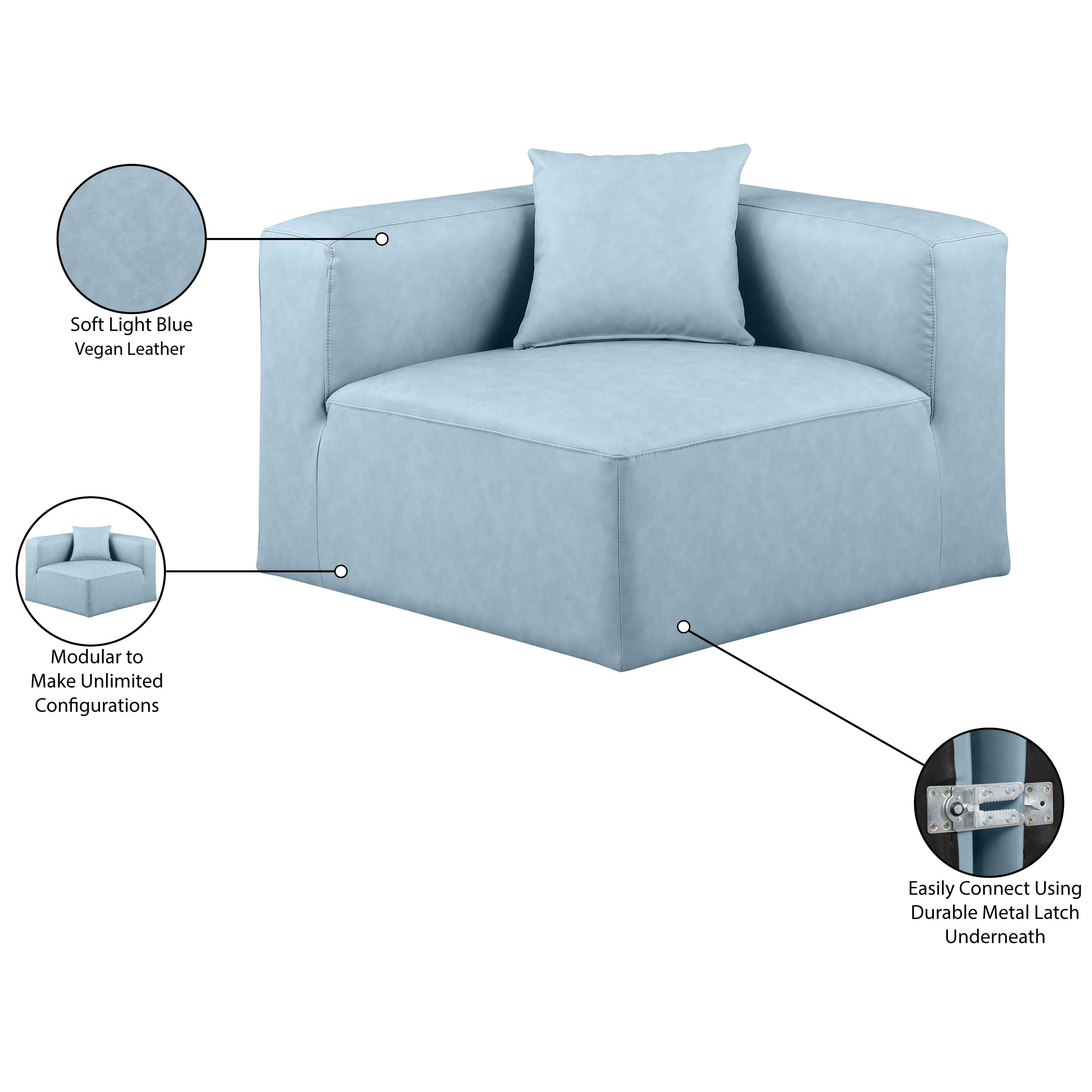 Meridian Cube Light Blue Vegan Leather Corner Chair