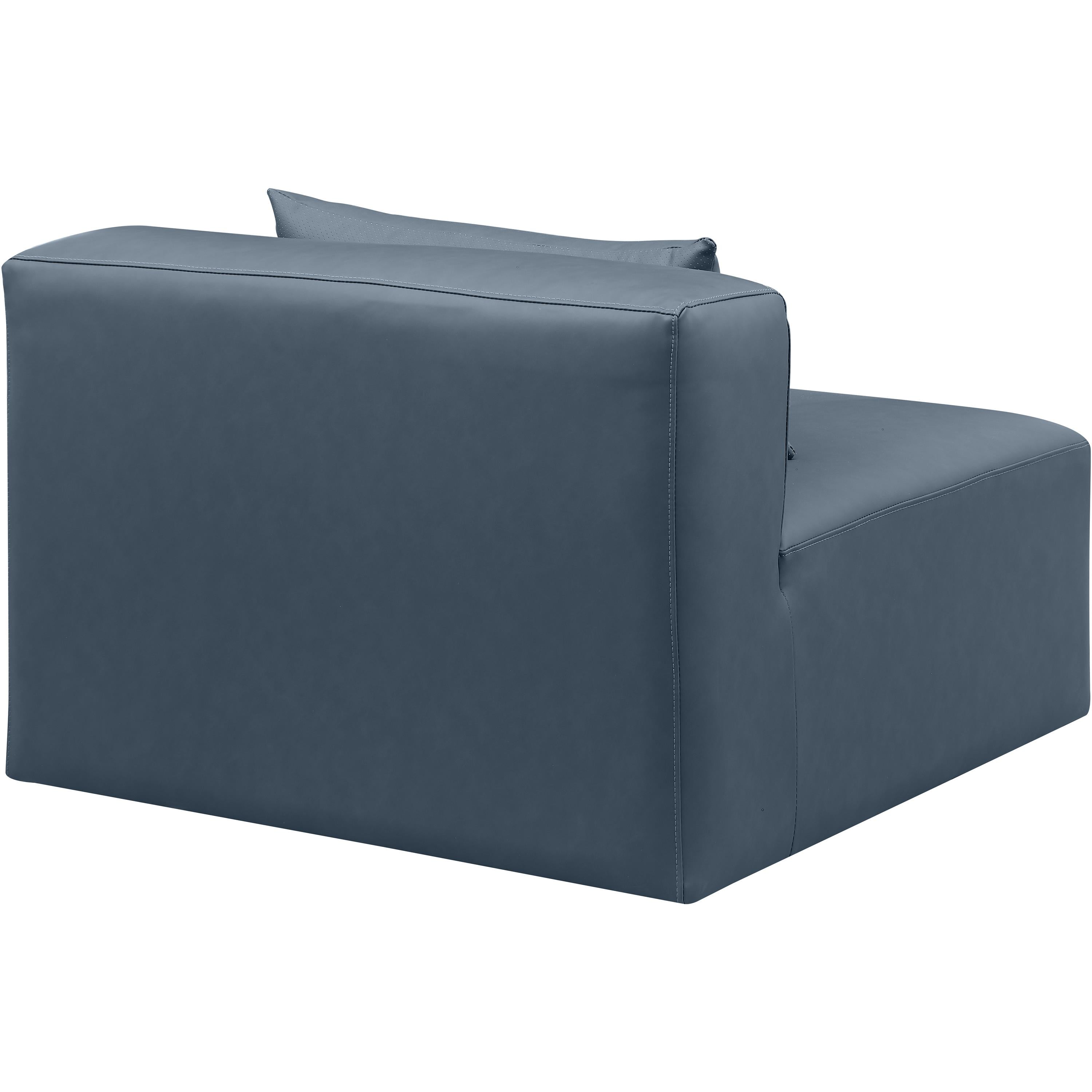 Meridian Cube Navy Blue Vegan Leather Armless Chair