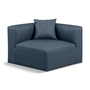 Meridian Cube Navy Blue Vegan Leather Corner Chair