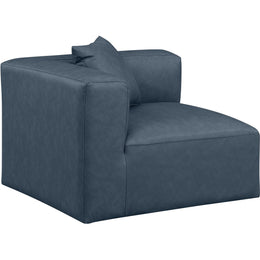 Meridian Cube Navy Blue Vegan Leather Corner Chair