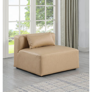 Meridian Cube Tan Vegan Leather Armless Chair