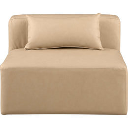 Meridian Cube Tan Vegan Leather Armless Chair