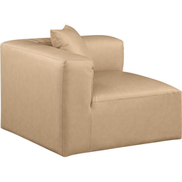 Meridian Cube Tan Vegan Leather Corner Chair