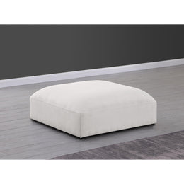 Meridian Ease Cream Polyester Fabric Ottoman