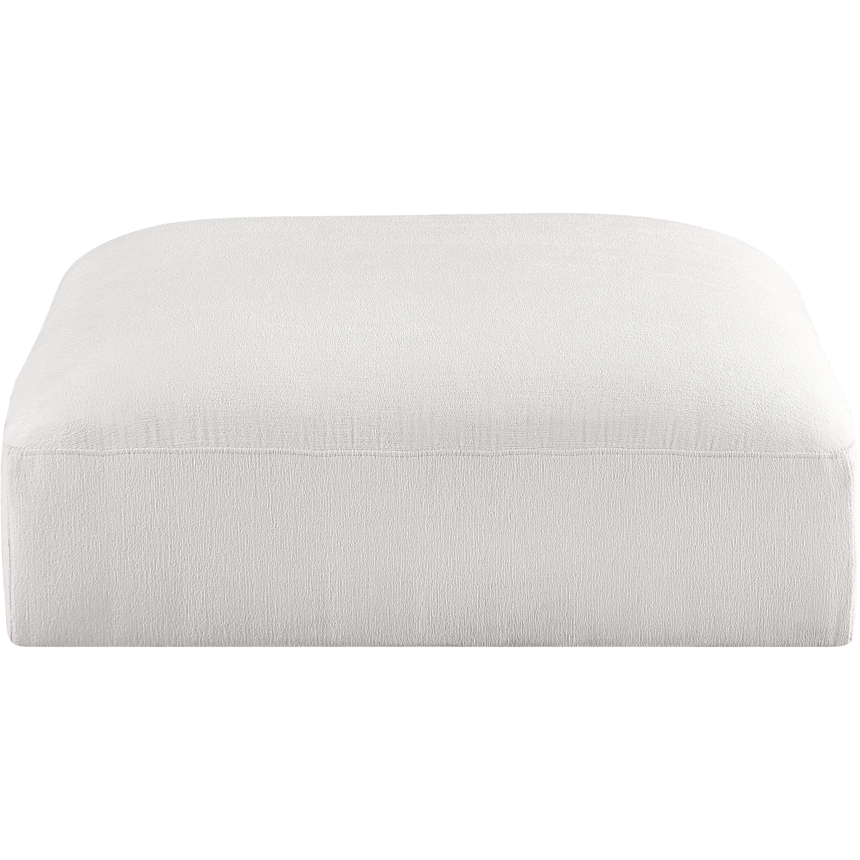 Meridian Ease Cream Polyester Fabric Ottoman