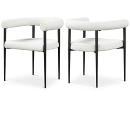 Meridian Louie Cream Boucle Fabric Dining Chair