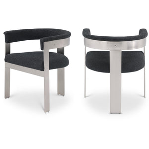Meridian Romeo Black Boucle Fabric Dining Chair
