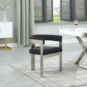 Meridian Romeo Black Boucle Fabric Dining Chair