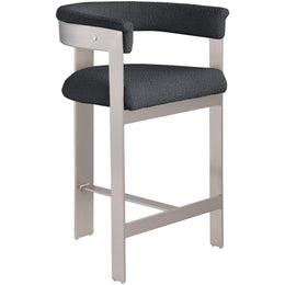 Meridian Romeo Black Boucle Fabric Counter Stool