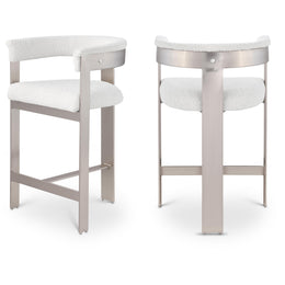Meridian Romeo Cream Boucle Fabric Counter Stool
