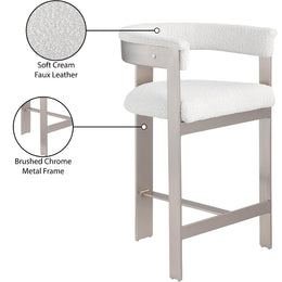 Meridian Romeo Cream Boucle Fabric Counter Stool