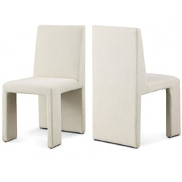 Meridian Benson Beige Linen Textured Fabric Dining Chair