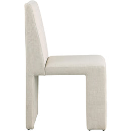 Meridian Benson Beige Linen Textured Fabric Dining Chair