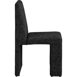 Meridian Benson Black Linen Textured Fabric Dining Chair