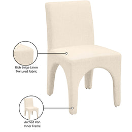 Meridian Gramercy Beige Linen Textured Fabric Dining Chair