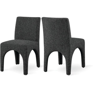 Meridian Gramercy Black Linen Textured Fabric Dining Chair