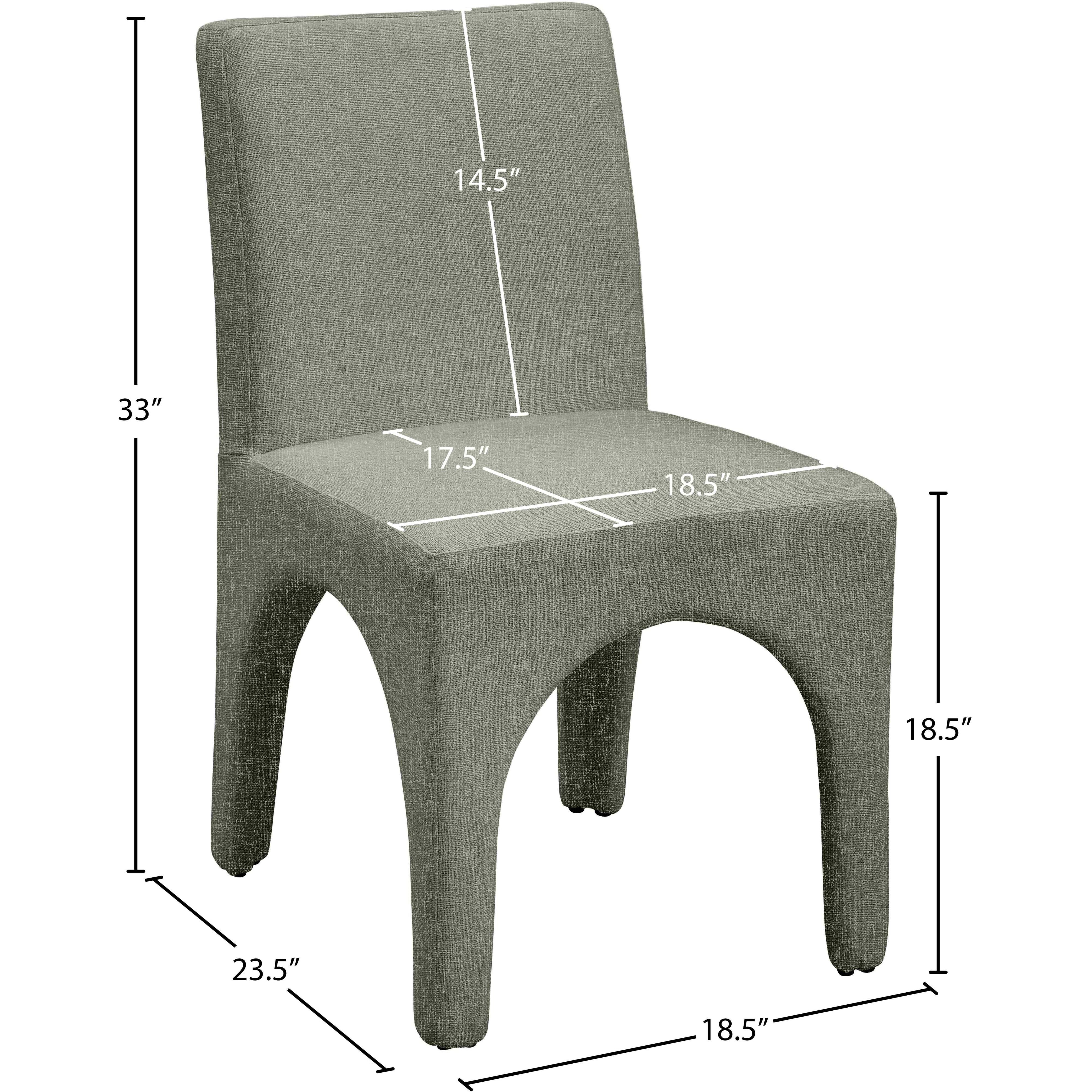 Meridian Gramercy Green Linen Textured Fabric Dining Chair