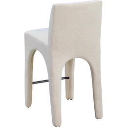 Meridian Gramercy Beige Linen Textured Fabric Stool