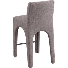 Meridian Gramercy Brown Linen Textured Fabric Stool