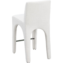 Meridian Gramercy Cream Linen Textured Fabric Stool