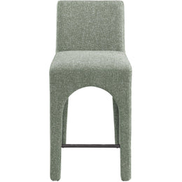 Meridian Gramercy Green Linen Textured Fabric Stool