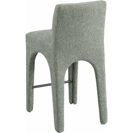 Meridian Gramercy Green Linen Textured Fabric Stool