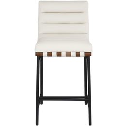 Meridian Burke Cream Vegan Leather Counter Stool
