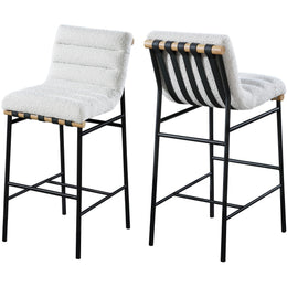 Meridian Burke Cream Boucle Fabric Bar Stool
