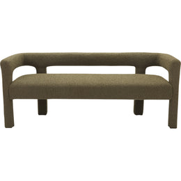 Meridian Athena Olive Green Boucle Fabric Bench