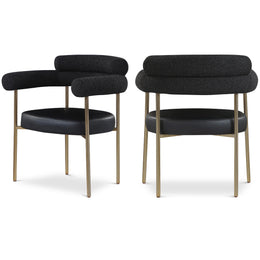 Meridian Blake Black Vegan Leather / Boucle Fabric Dining Chair