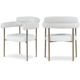 Meridian Blake Cream Vegan Leather / Boucle Fabric Dining Chair